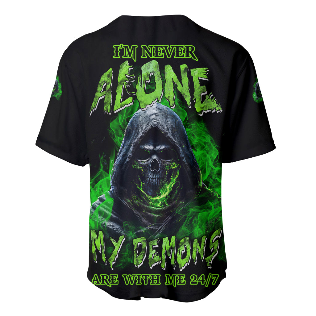 I'm Never Alone My Demons Are With Me 24/7 Baseball Jersey - Wonder Print Shop