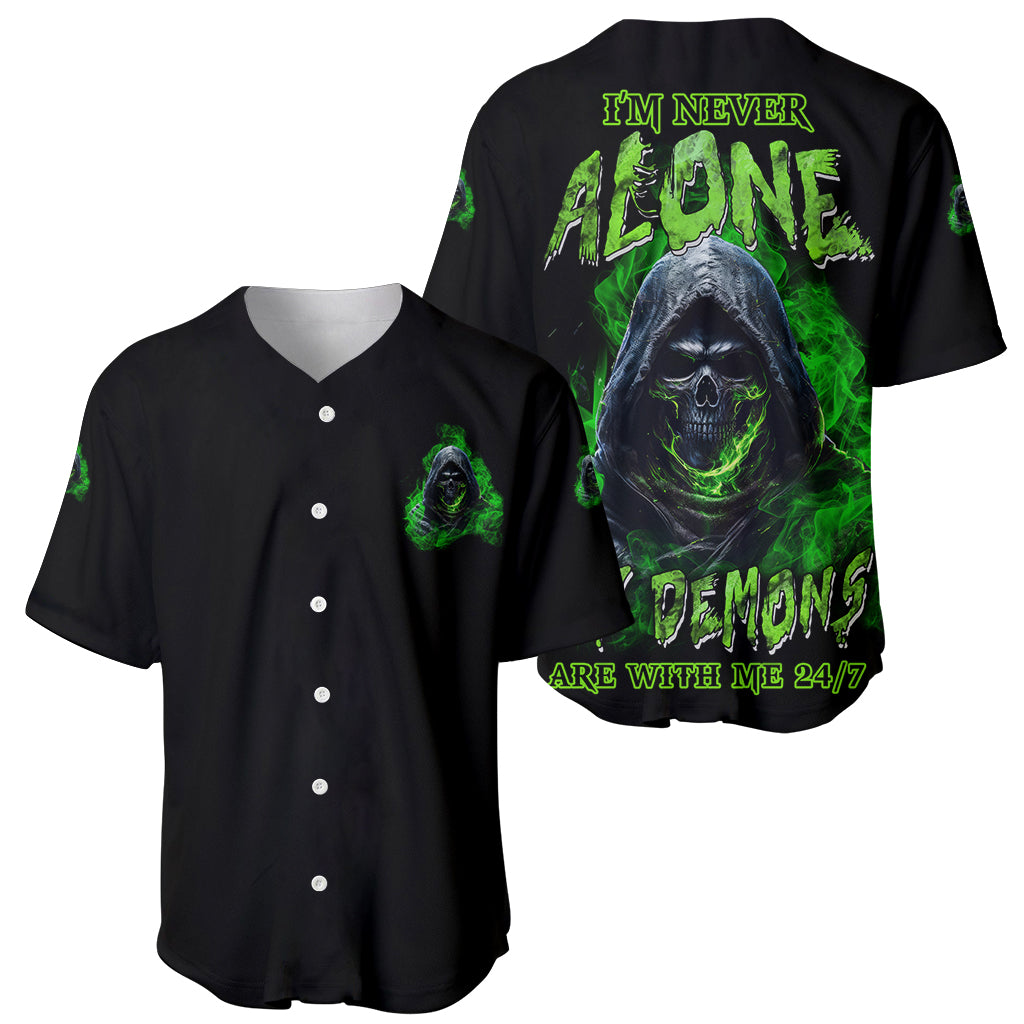 I'm Never Alone My Demons Are With Me 24/7 Baseball Jersey - Wonder Print Shop