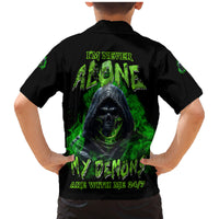 I'm Never Alone My Demons Are With Me 24/7 Family Matching Mermaid Dress and Hawaiian Shirt - Wonder Print Shop