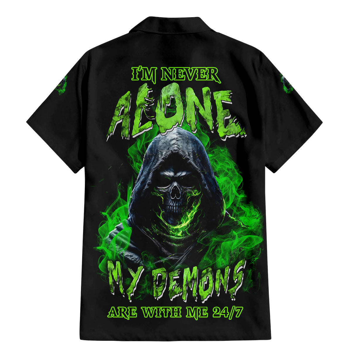 I'm Never Alone My Demons Are With Me 24/7 Family Matching Mermaid Dress and Hawaiian Shirt - Wonder Print Shop