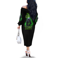 I'm Never Alone My Demons Are With Me 24/7 Family Matching Off Shoulder Long Sleeve Dress and Hawaiian Shirt - Wonder Print Shop