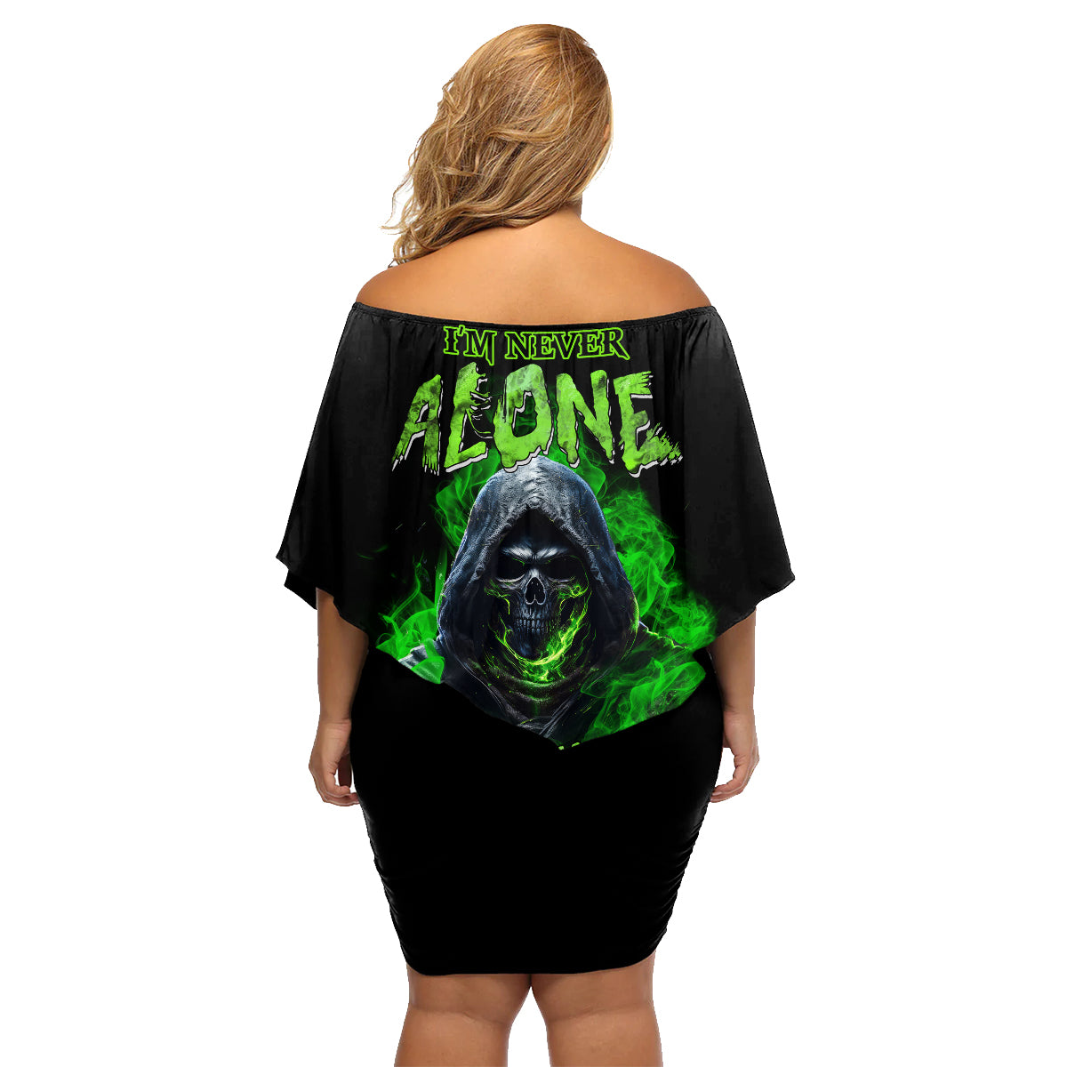 I'm Never Alone My Demons Are With Me 24/7 Family Matching Off Shoulder Short Dress and Hawaiian Shirt - Wonder Print Shop