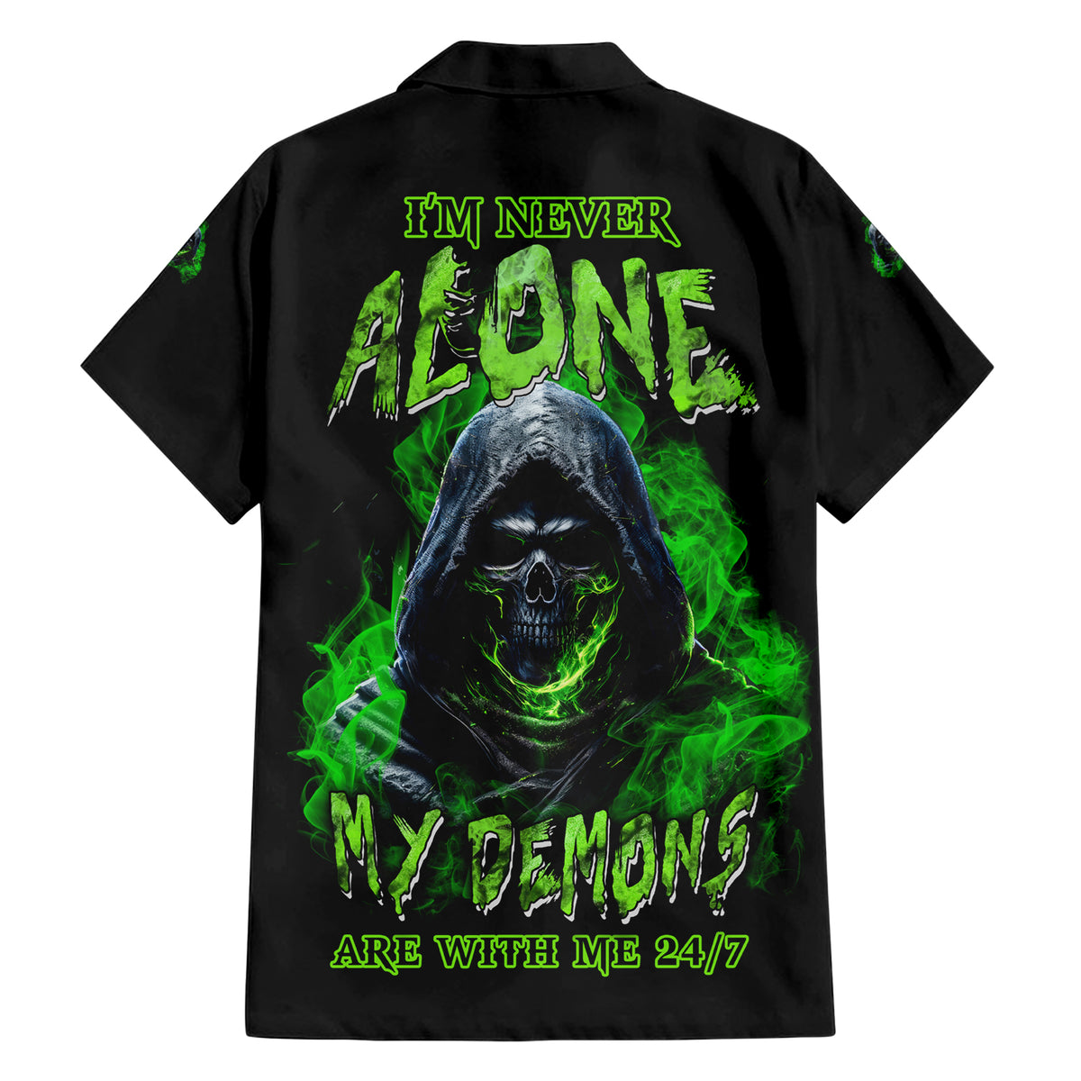 I'm Never Alone My Demons Are With Me 24/7 Hawaiian Shirt - Wonder Print Shop
