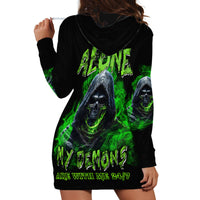 I'm Never Alone My Demons Are With Me 24/7 Hoodie Dress - Wonder Print Shop