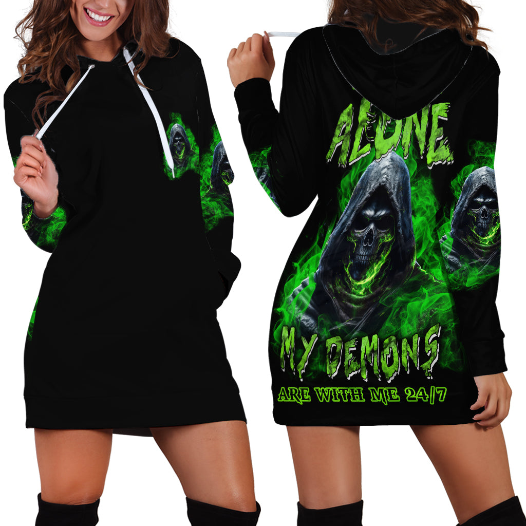 I'm Never Alone My Demons Are With Me 24/7 Hoodie Dress - Wonder Print Shop
