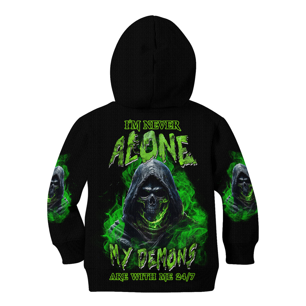 I'm Never Alone My Demons Are With Me 24/7 Kid Hoodie - Wonder Print Shop