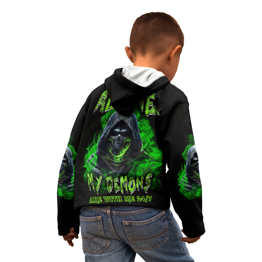 I'm Never Alone My Demons Are With Me 24/7 Kid Hoodie - Wonder Print Shop