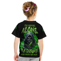 I'm Never Alone My Demons Are With Me 24/7 Kid T Shirt - Wonder Print Shop