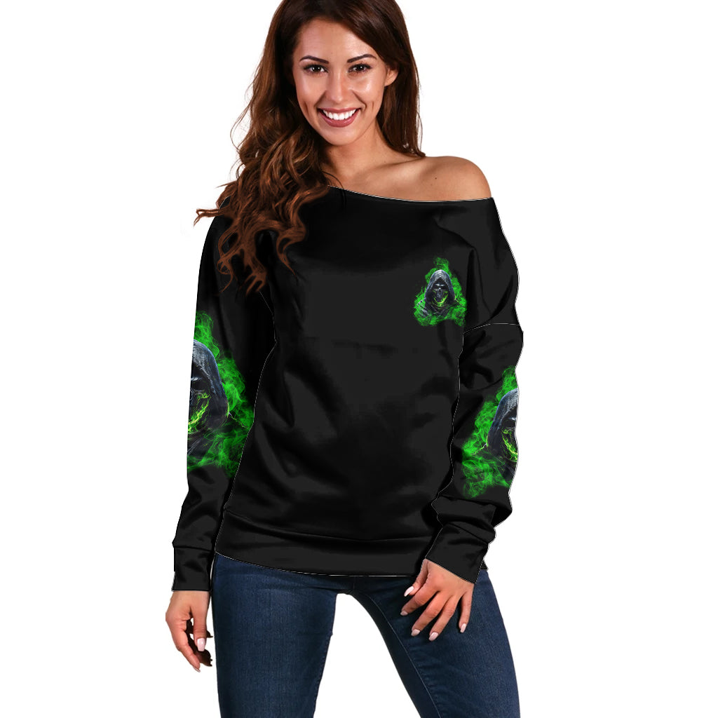 I'm Never Alone My Demons Are With Me 24/7 Off Shoulder Sweater - Wonder Print Shop
