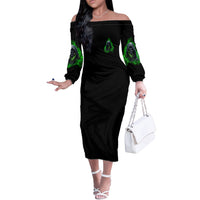 I'm Never Alone My Demons Are With Me 24/7 Off The Shoulder Long Sleeve Dress - Wonder Print Shop
