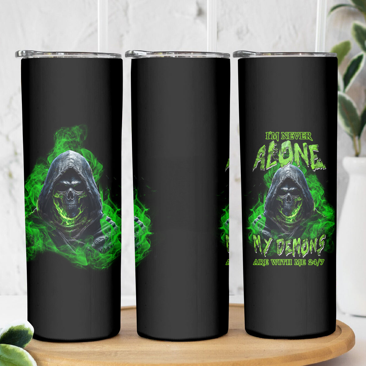 I'm Never Alone My Demons Are With Me 24/7 Skinny Tumbler - Wonder Print Shop