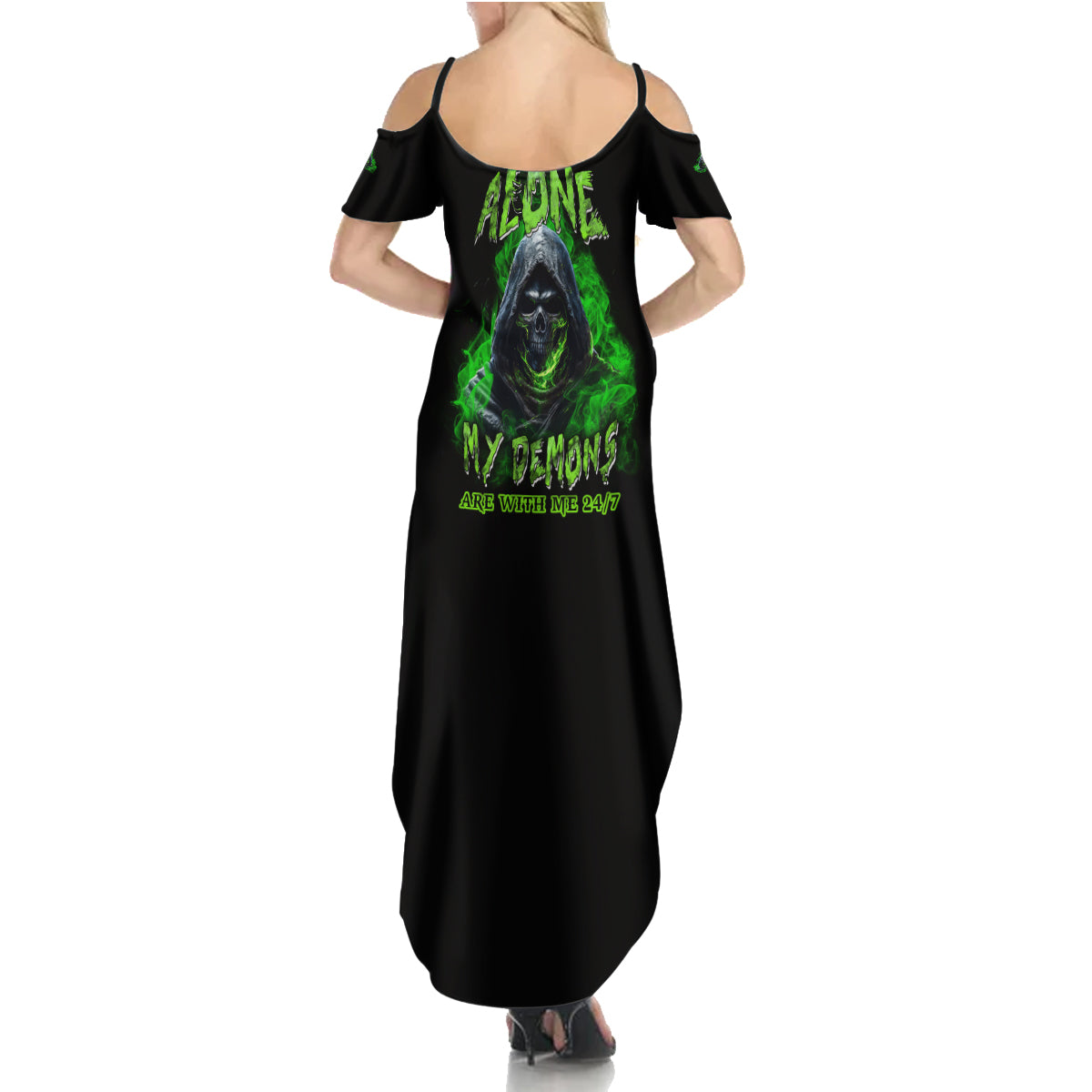 I'm Never Alone My Demons Are With Me 24/7 Summer Maxi Dress - Wonder Print Shop