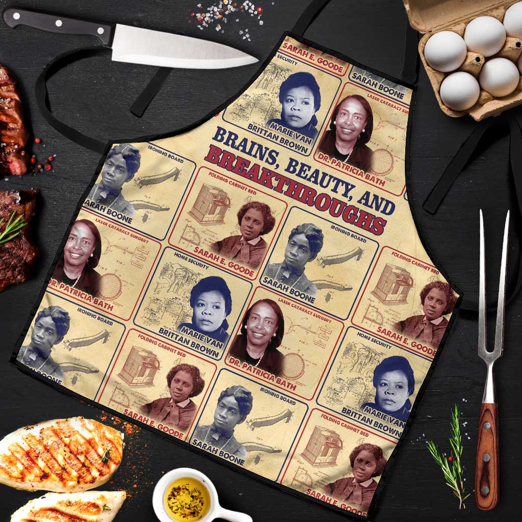 Brains Beauty And Breakthroughs Apron African Trailblazing Women Inventors and Innovators - Wonder Print Shop