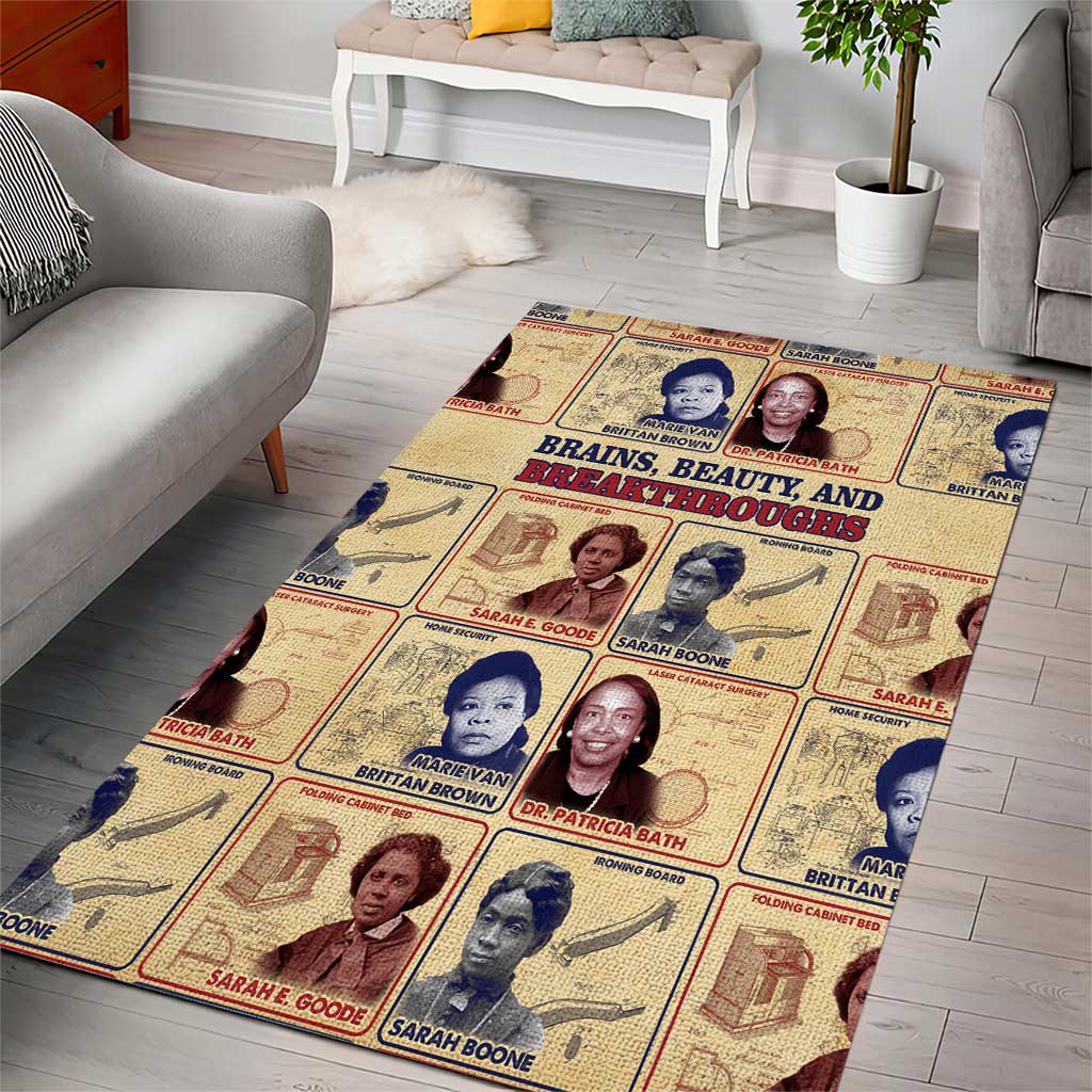 Brains Beauty And Breakthroughs Area Rug African Trailblazing Women Inventors and Innovators - Wonder Print Shop