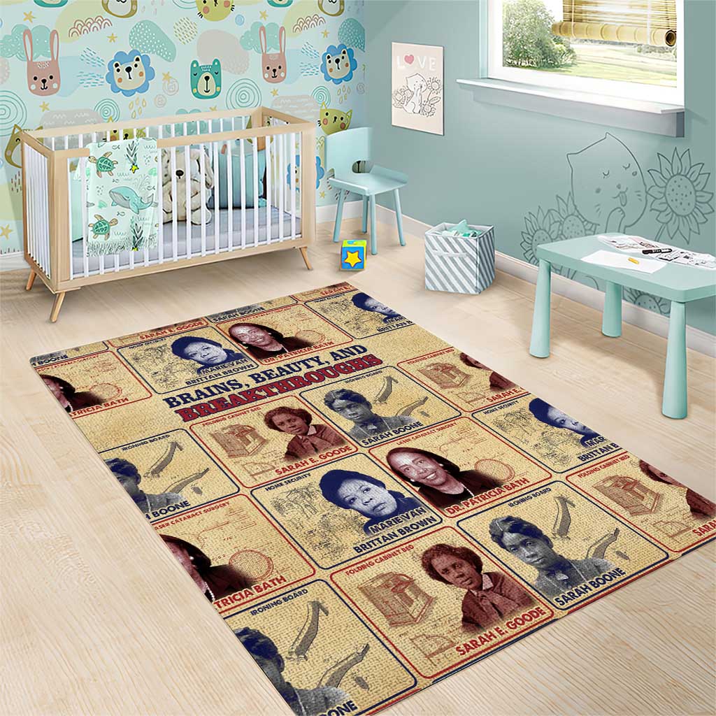 Brains Beauty And Breakthroughs Area Rug African Trailblazing Women Inventors and Innovators - Wonder Print Shop