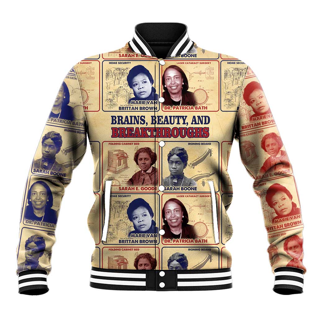 Brains Beauty And Breakthroughs Baseball Jacket African Trailblazing Women Inventors and Innovators - Wonder Print Shop