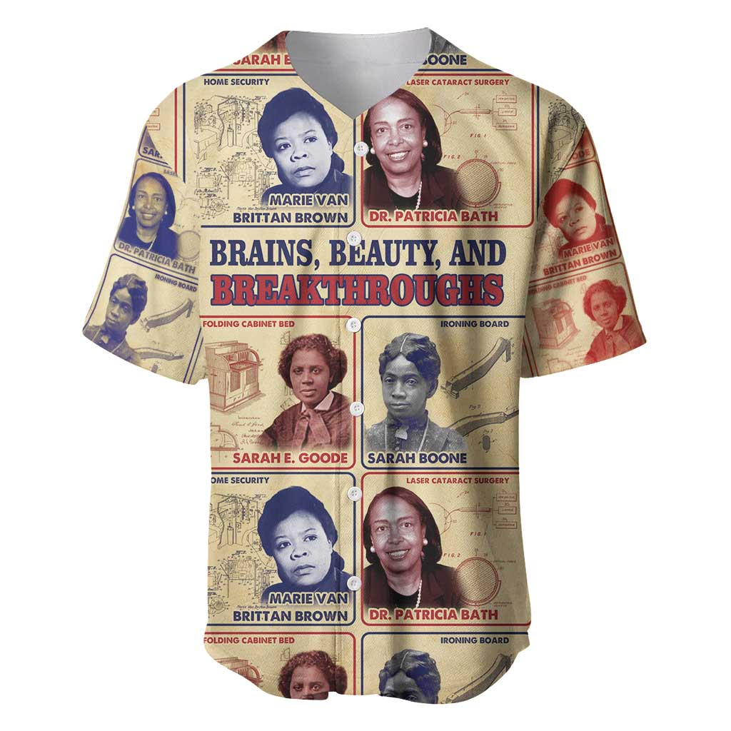 Brains Beauty And Breakthroughs Baseball Jersey African Trailblazing Women Inventors and Innovators - Wonder Print Shop