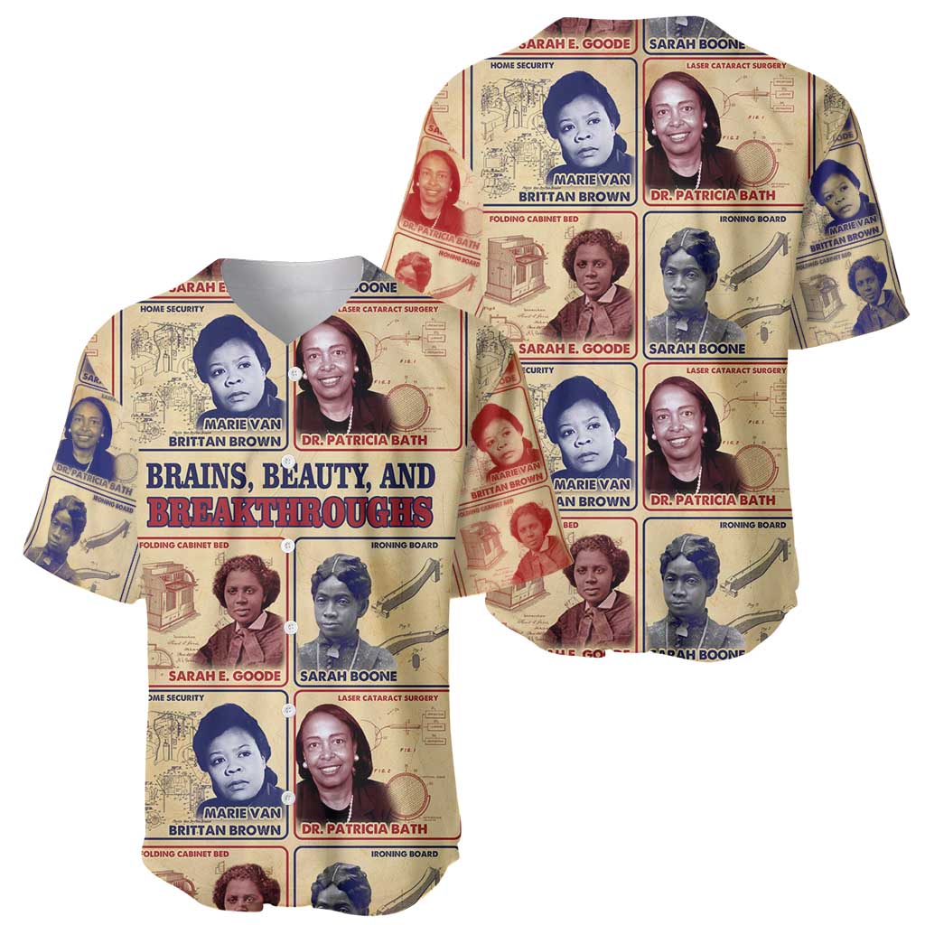 Brains Beauty And Breakthroughs Baseball Jersey African Trailblazing Women Inventors and Innovators - Wonder Print Shop