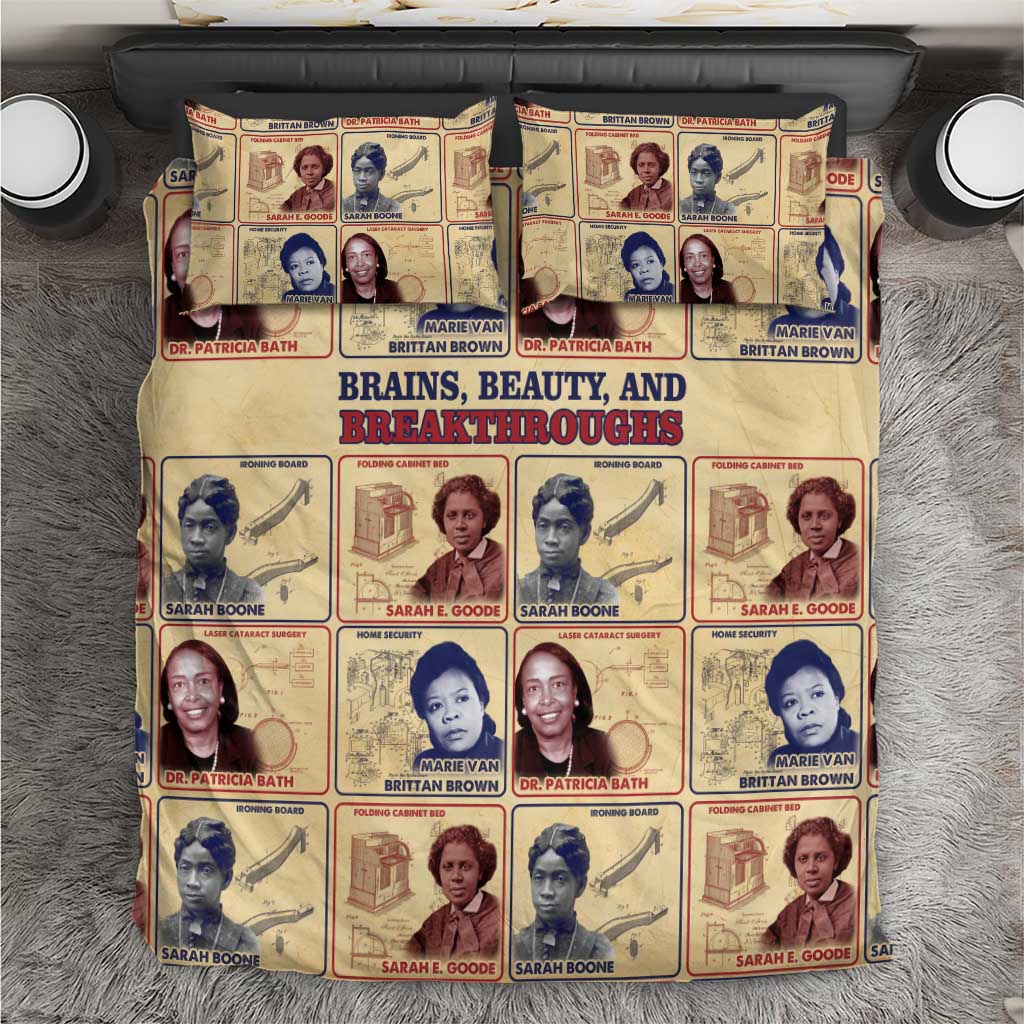 Brains Beauty And Breakthroughs Bedding Set African Trailblazing Women Inventors and Innovators - Wonder Print Shop