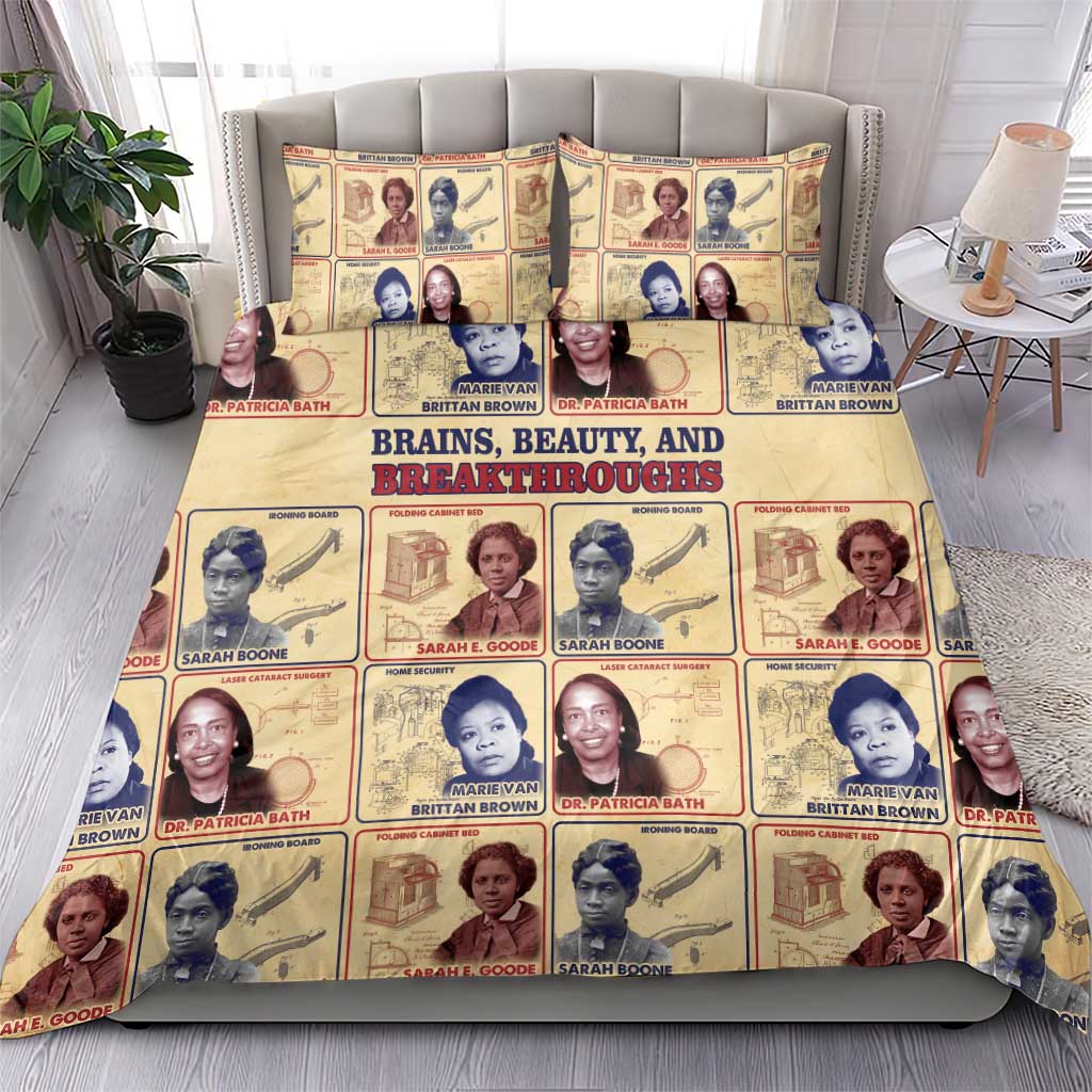 Brains Beauty And Breakthroughs Bedding Set African Trailblazing Women Inventors and Innovators - Wonder Print Shop
