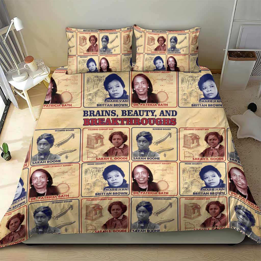Brains Beauty And Breakthroughs Bedding Set African Trailblazing Women Inventors and Innovators - Wonder Print Shop