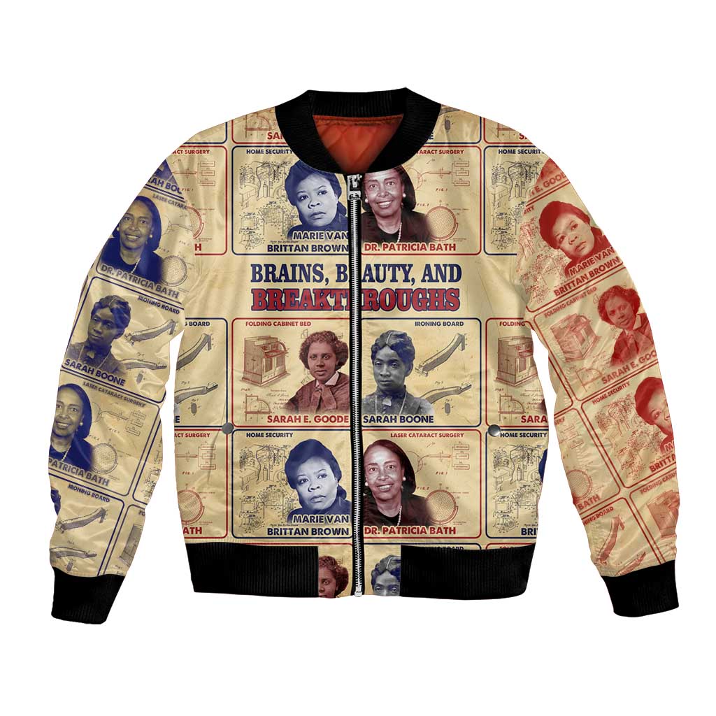 Brains Beauty And Breakthroughs Bomber Jacket African Trailblazing Women Inventors and Innovators - Wonder Print Shop