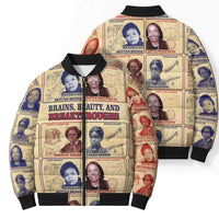 Brains Beauty And Breakthroughs Bomber Puffer Jacket African Trailblazing Women Inventors and Innovators - Wonder Print Shop