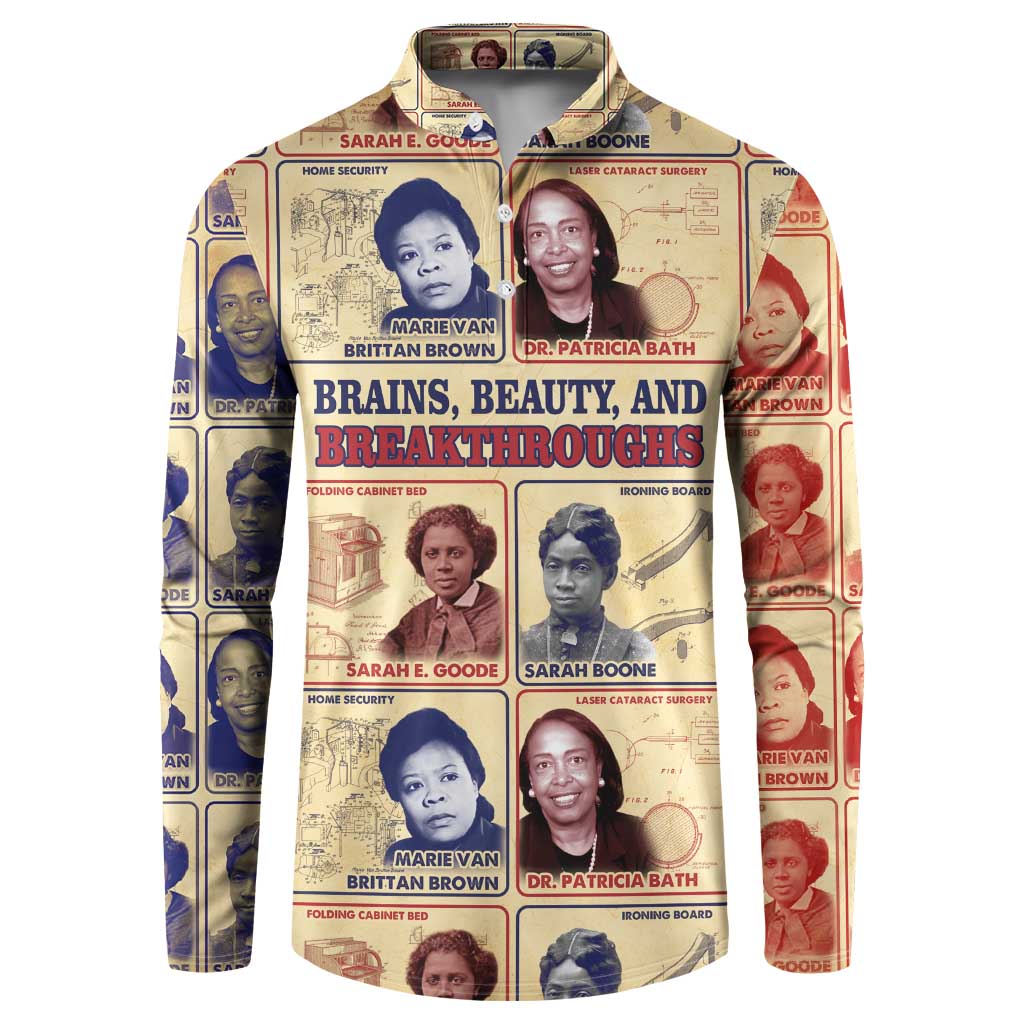Brains Beauty And Breakthroughs Button Sweatshirt African Trailblazing Women Inventors and Innovators - Wonder Print Shop