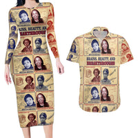 Brains Beauty And Breakthroughs Couples Matching Long Sleeve Bodycon Dress and Hawaiian Shirt African Trailblazing Women Inventors and Innovators - Wonder Print Shop