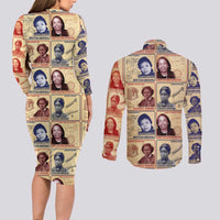 Brains Beauty And Breakthroughs Couples Matching Long Sleeve Bodycon Dress and Long Sleeve Button Shirt African Trailblazing Women Inventors and Innovators - Wonder Print Shop