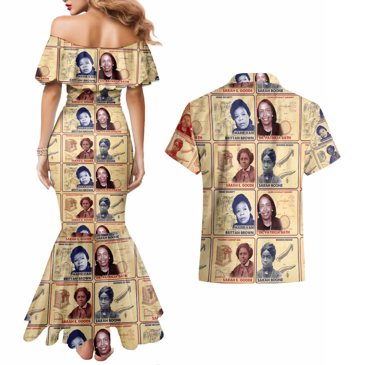 Brains Beauty And Breakthroughs Couples Matching Mermaid Dress and Hawaiian Shirt African Trailblazing Women Inventors and Innovators - Wonder Print Shop
