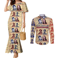 Brains Beauty And Breakthroughs Couples Matching Mermaid Dress and Long Sleeve Button Shirt African Trailblazing Women Inventors and Innovators - Wonder Print Shop