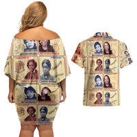 Brains Beauty And Breakthroughs Couples Matching Off Shoulder Short Dress and Hawaiian Shirt African Trailblazing Women Inventors and Innovators - Wonder Print Shop