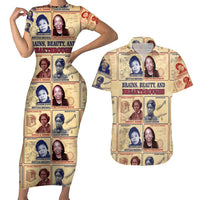 Brains Beauty And Breakthroughs Couples Matching Short Sleeve Bodycon Dress and Hawaiian Shirt African Trailblazing Women Inventors and Innovators - Wonder Print Shop