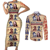 Brains Beauty And Breakthroughs Couples Matching Short Sleeve Bodycon Dress and Long Sleeve Button Shirt African Trailblazing Women Inventors and Innovators - Wonder Print Shop
