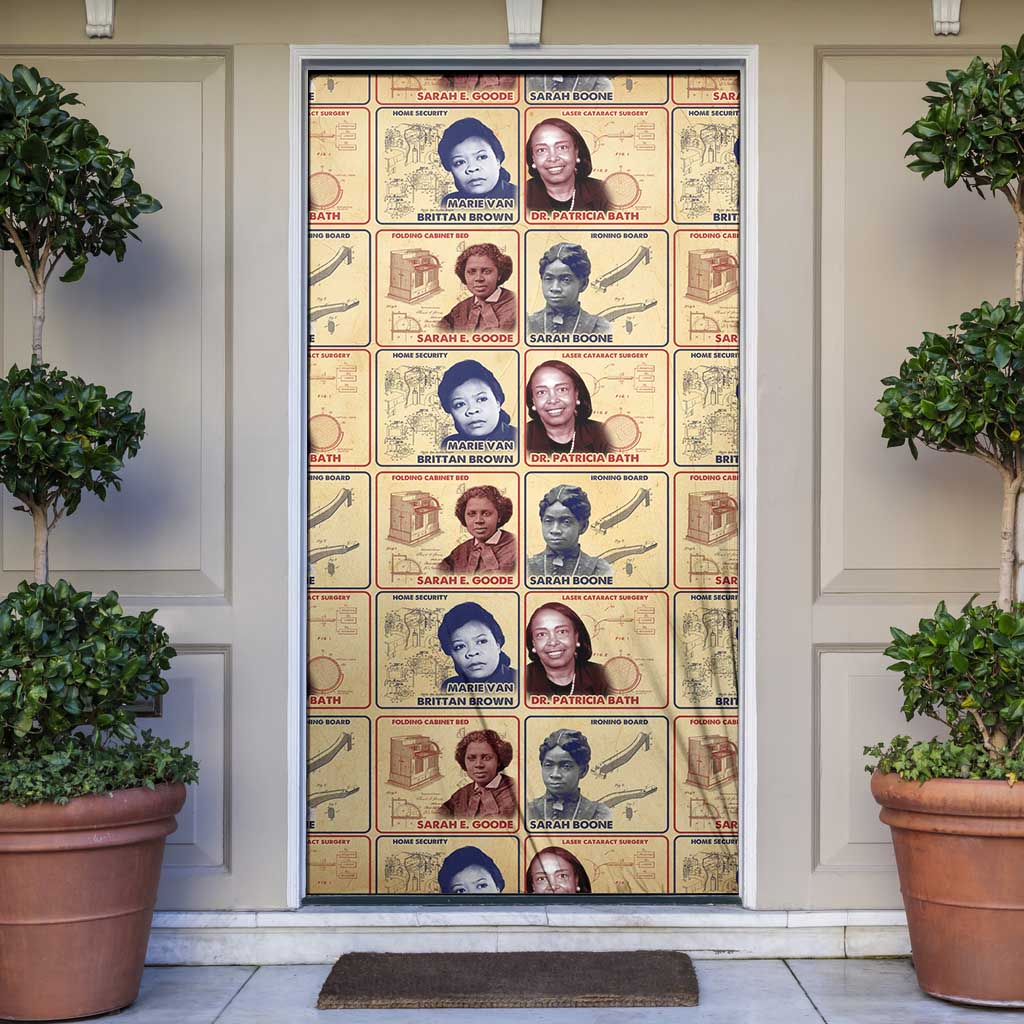 Brains Beauty And Breakthroughs Door Cover African Trailblazing Women Inventors and Innovators - Wonder Print Shop