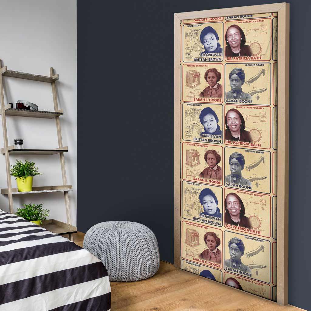 Brains Beauty And Breakthroughs Door Cover African Trailblazing Women Inventors and Innovators - Wonder Print Shop