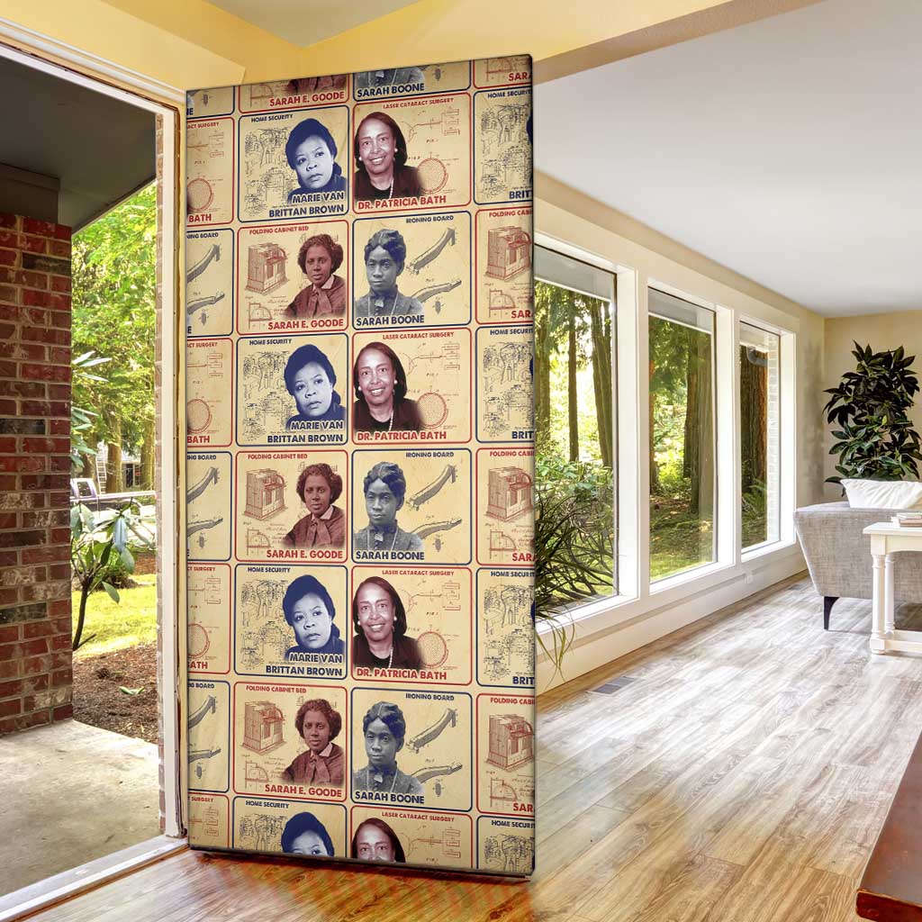 Brains Beauty And Breakthroughs Door Cover African Trailblazing Women Inventors and Innovators - Wonder Print Shop