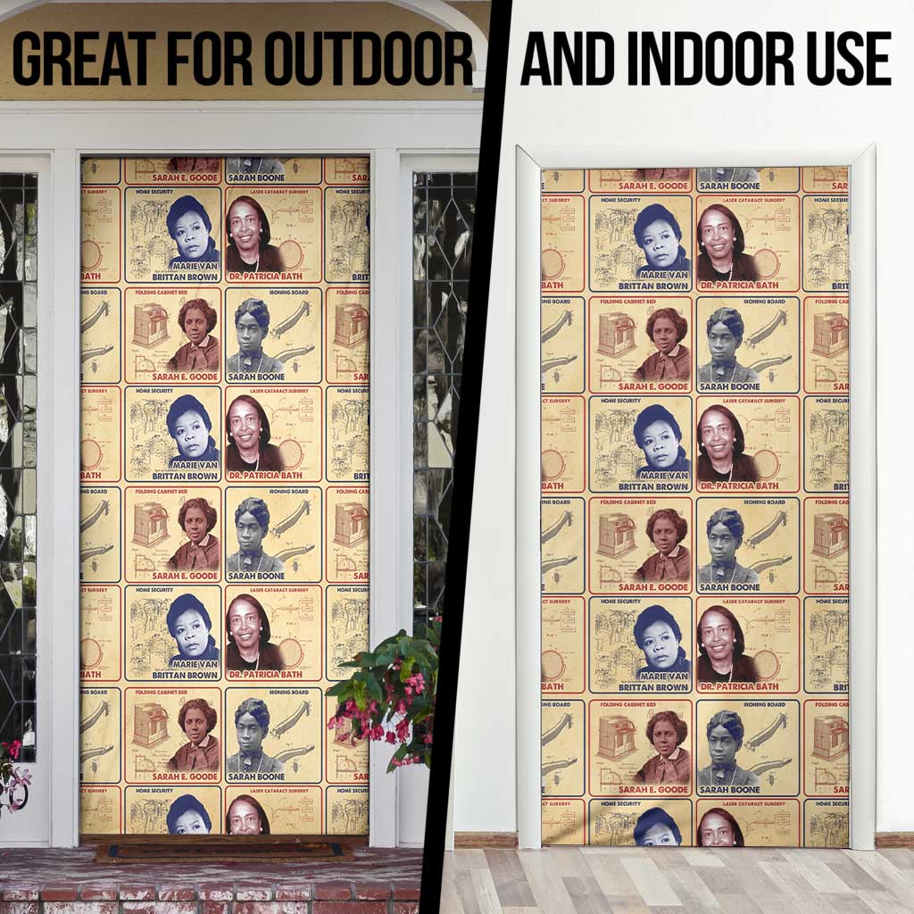 Brains Beauty And Breakthroughs Door Cover African Trailblazing Women Inventors and Innovators - Wonder Print Shop