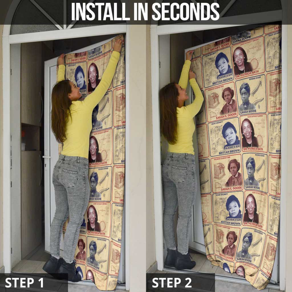 Brains Beauty And Breakthroughs Door Cover African Trailblazing Women Inventors and Innovators - Wonder Print Shop