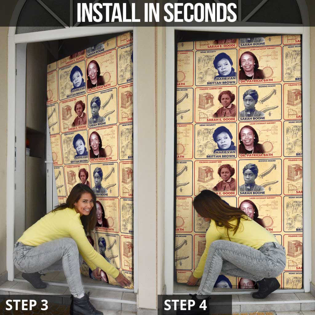 Brains Beauty And Breakthroughs Door Cover African Trailblazing Women Inventors and Innovators - Wonder Print Shop
