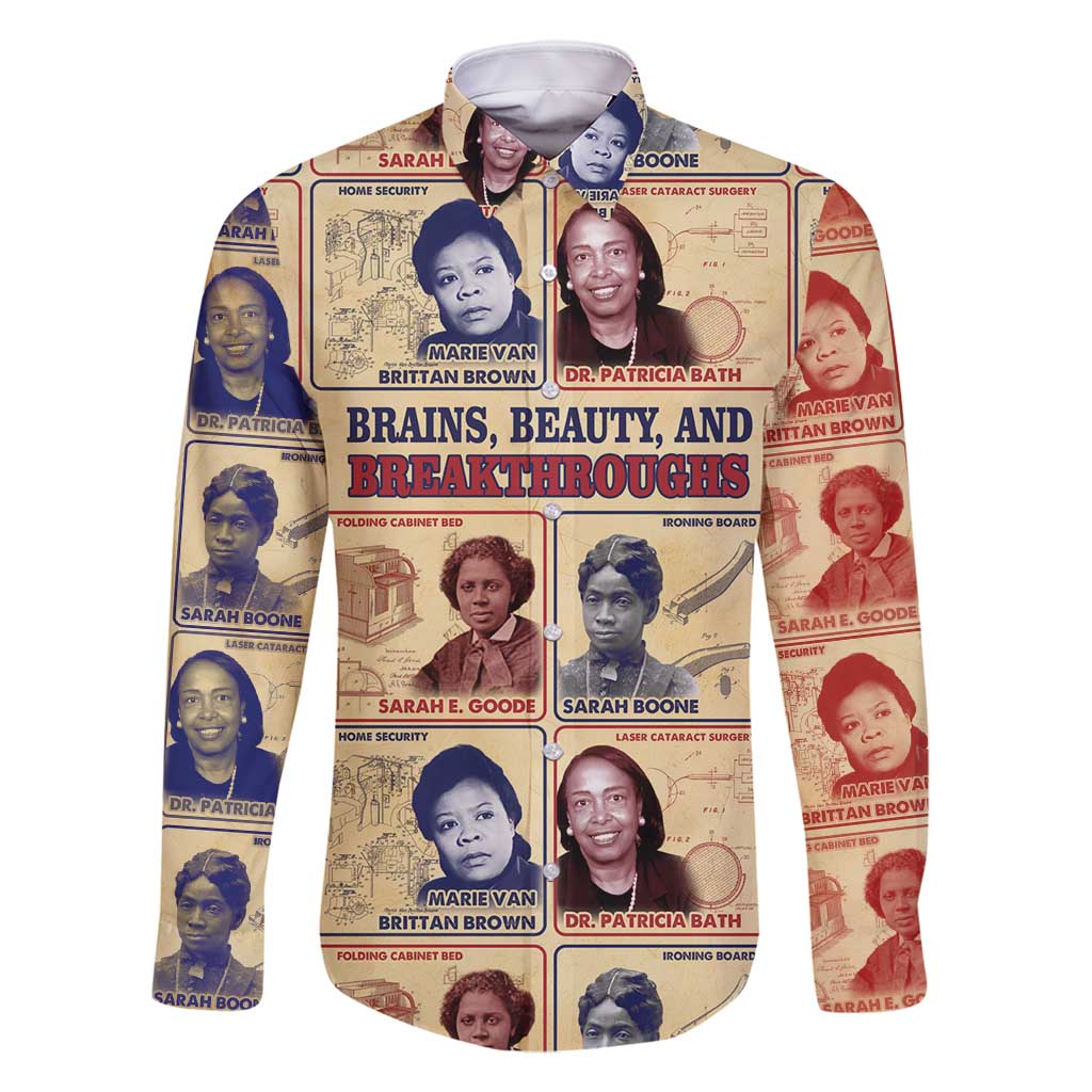 Brains Beauty And Breakthroughs Family Matching Long Sleeve Bodycon Dress and Hawaiian Shirt African Trailblazing Women Inventors and Innovators - Wonder Print Shop