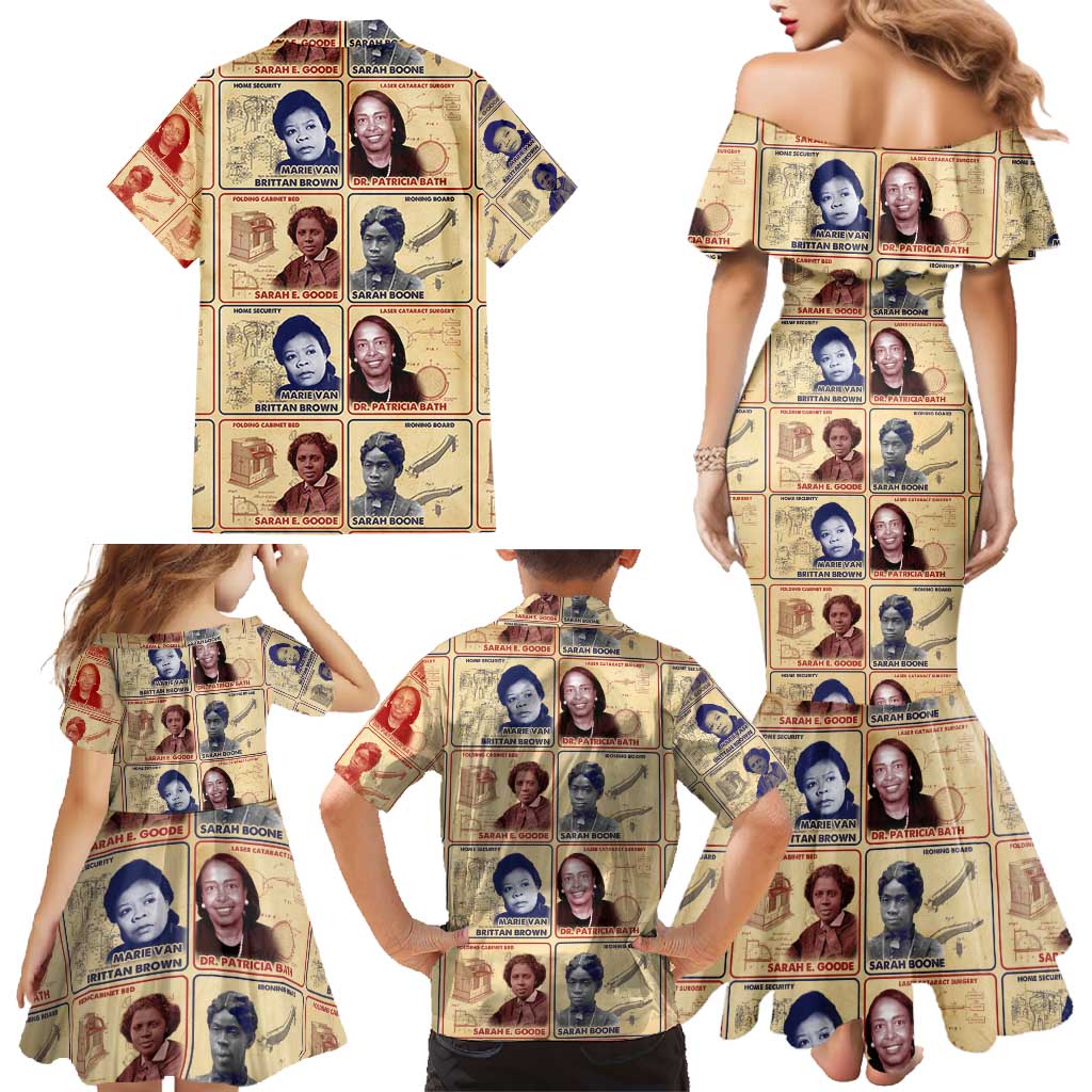 Brains Beauty And Breakthroughs Family Matching Mermaid Dress and Hawaiian Shirt African Trailblazing Women Inventors and Innovators - Wonder Print Shop
