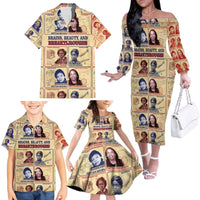 Brains Beauty And Breakthroughs Family Matching Off The Shoulder Long Sleeve Dress and Hawaiian Shirt African Trailblazing Women Inventors and Innovators - Wonder Print Shop