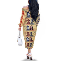 Brains Beauty And Breakthroughs Family Matching Off The Shoulder Long Sleeve Dress and Hawaiian Shirt African Trailblazing Women Inventors and Innovators - Wonder Print Shop