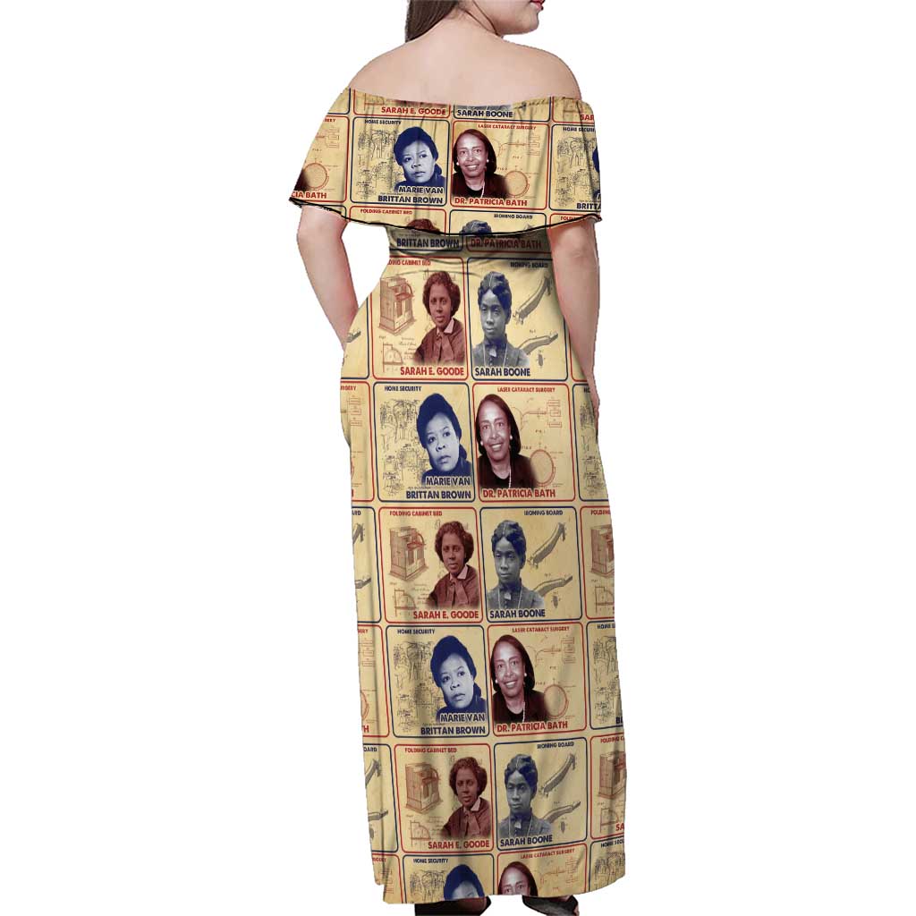 Brains Beauty And Breakthroughs Family Matching Off Shoulder Maxi Dress and Hawaiian Shirt African Trailblazing Women Inventors and Innovators - Wonder Print Shop