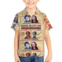 Brains Beauty And Breakthroughs Family Matching Summer Maxi Dress and Hawaiian Shirt African Trailblazing Women Inventors and Innovators - Wonder Print Shop
