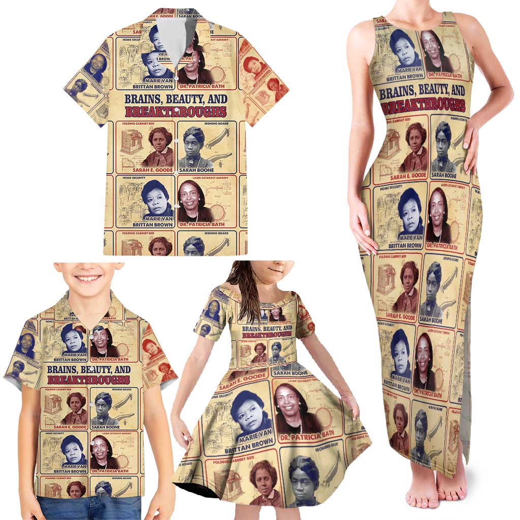 Brains Beauty And Breakthroughs Family Matching Tank Maxi Dress and Hawaiian Shirt African Trailblazing Women Inventors and Innovators - Wonder Print Shop