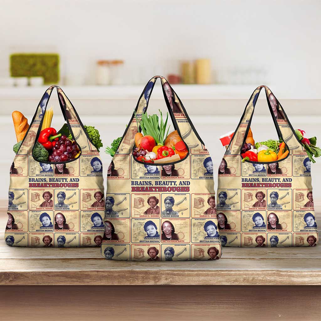 Brains Beauty And Breakthroughs Grocery Bag African Trailblazing Women Inventors and Innovators - Wonder Print Shop