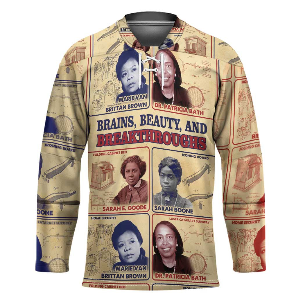 Brains Beauty And Breakthroughs Hockey Jersey African Trailblazing Women Inventors and Innovators - Wonder Print Shop